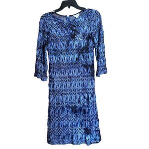 Chicos Camille Dress Womens Small 0 Blue Multicolor Ombre Lace Unlined NEW